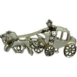 Vintage Brooch Equestrian Horse Drawn Cinderella Coach Carriage Pin